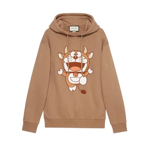 gucci doraemon hoodie brown